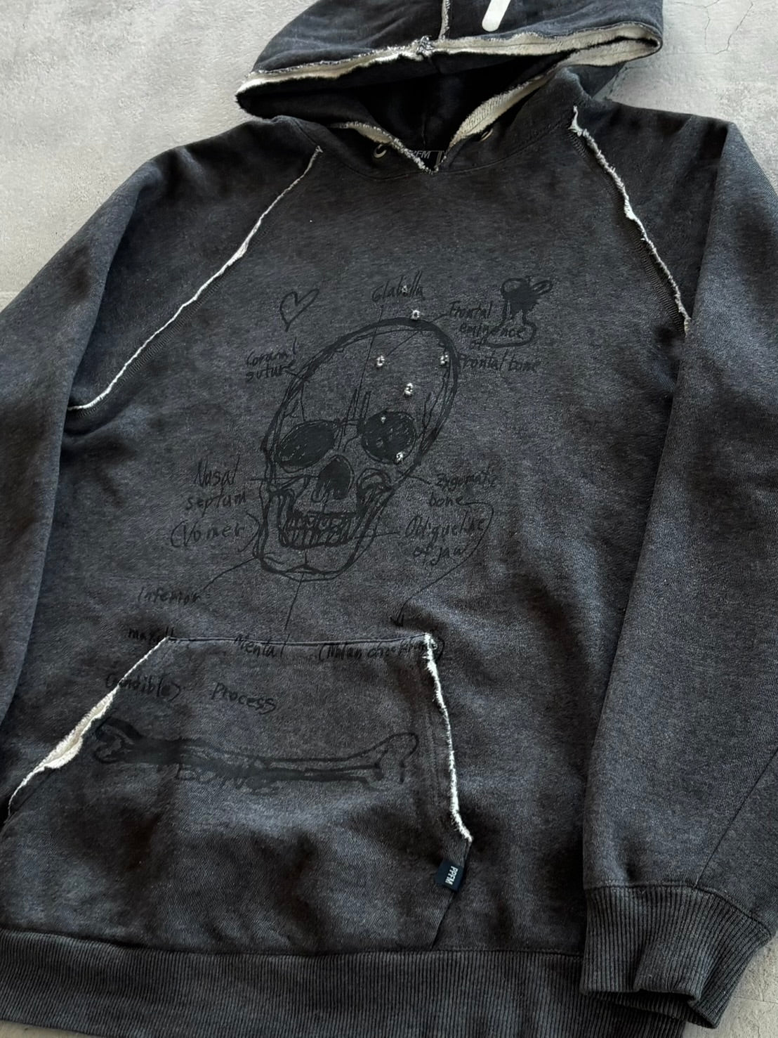 PPFM Anatomy Skull Raw-Cut Hoodie