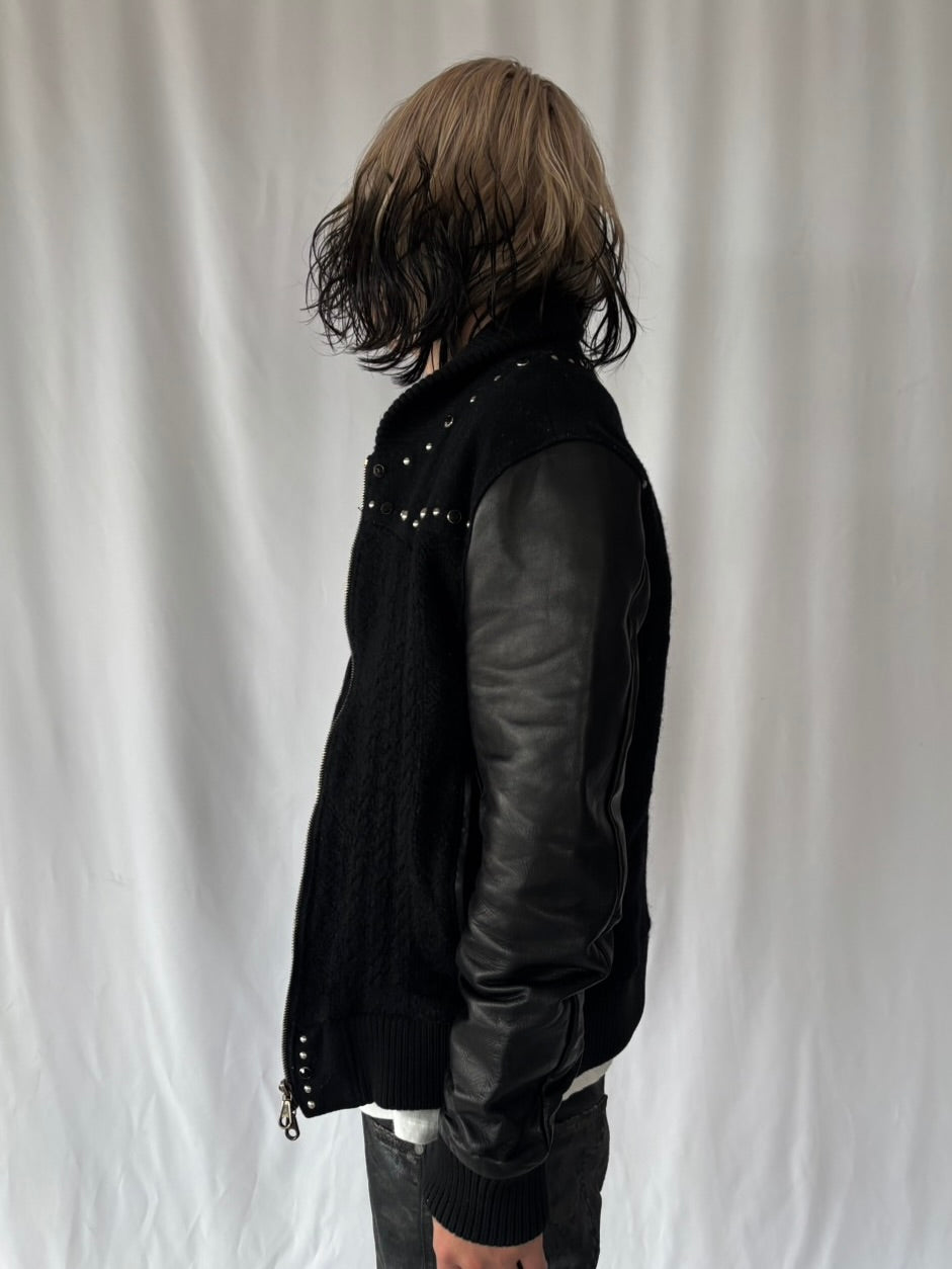 DIET BUTCHER Studded Leather Sleeve Jacket