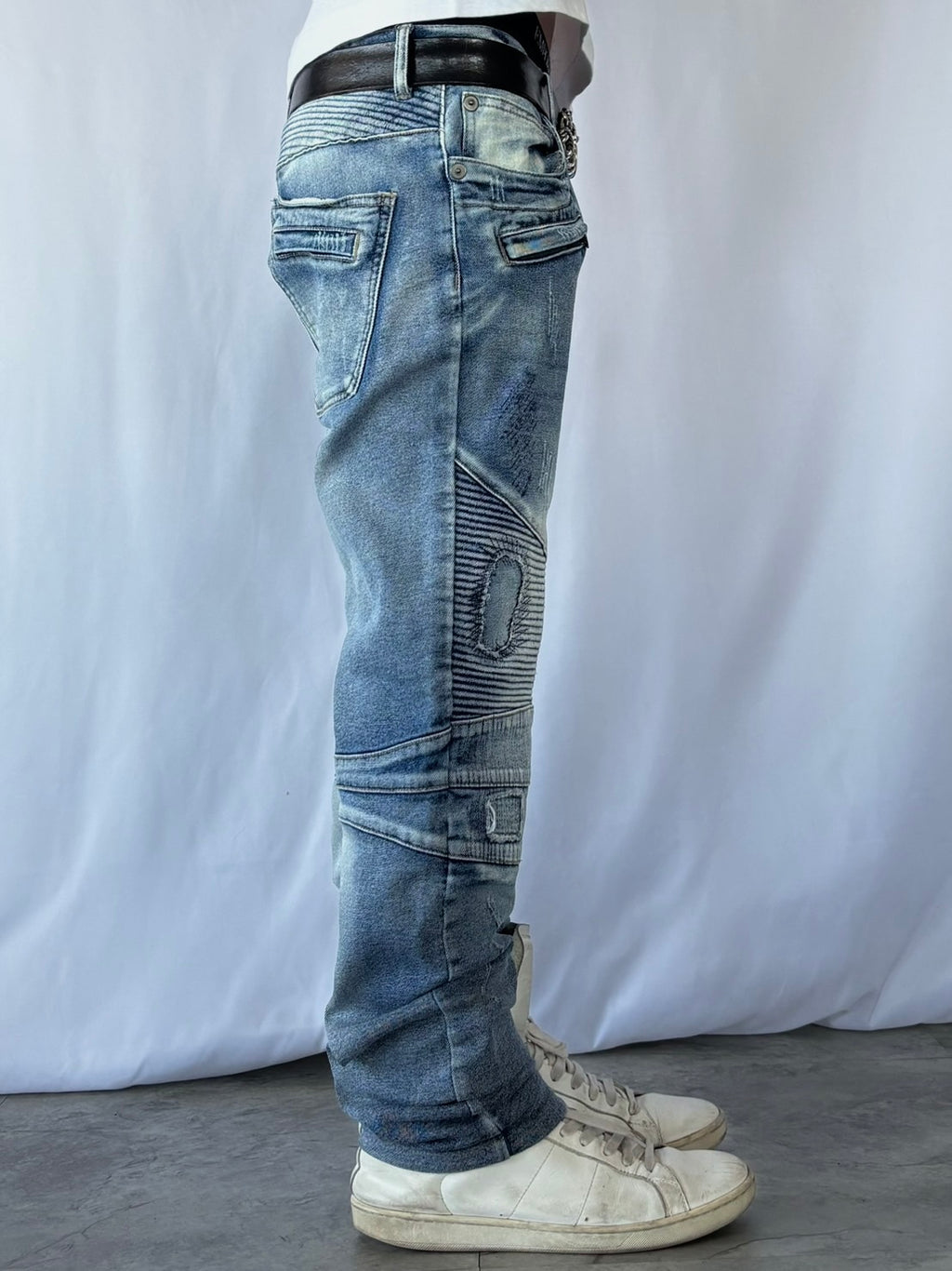 IN THE ATTIC RAVEN BIKER DESTROYED DENIM