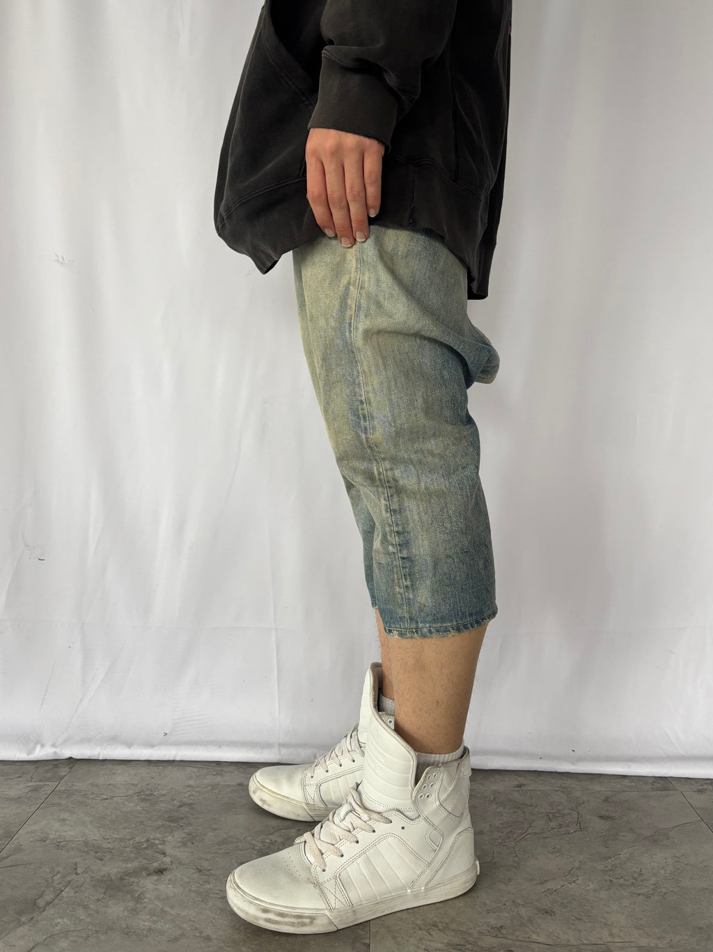 KAPITAL Deformed Sarouel Denim Shorts