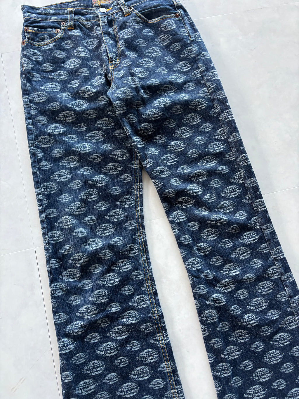 OZONE ROCK 2000s All Over Print Denim